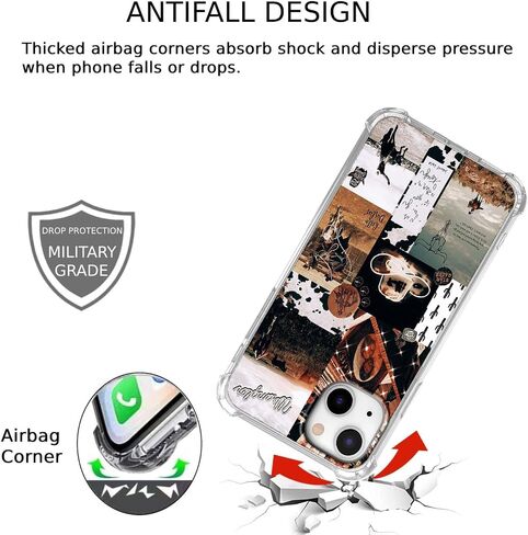 عتيقة رعاة البقر التجميلية وايلد ويست لايف كولاج ، عصرية ناعمة ناعمة الصدمات TPU ل iPhone 15 in Kuwait