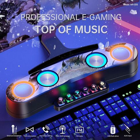 مكبرات صوت الكمبيوتر لمراقبة سطح المكتب للكمبيوتر الشخصي ، شريط صوت للألعاب RGB مع أزرار التبديل ، مكبر صوت Soundbar على سطح المكتب لجهاز الكمبيوتر المحمول لسطح المكتب in Kuwait