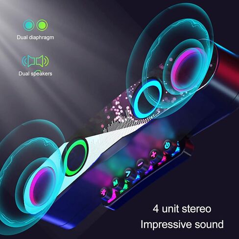 مكبرات صوت الكمبيوتر لمراقبة سطح المكتب للكمبيوتر الشخصي ، شريط صوت للألعاب RGB مع أزرار التبديل ، مكبر صوت Soundbar على سطح المكتب لجهاز الكمبيوتر المحمول لسطح المكتب in Kuwait
