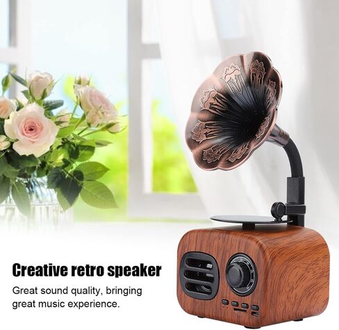 Heayzoki Retro Bluetooth Speaker Portable Walnut Radio Mini Loudspeaker Music Player for Desktop Laptop Walnut in Saudi Arabia