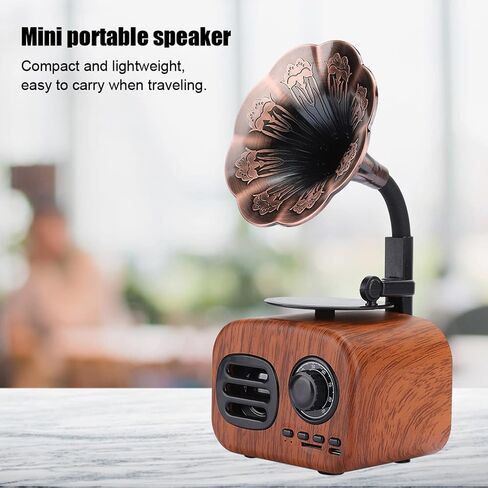 Heayzoki Retro Bluetooth Speaker Portable Walnut Radio Mini Loudspeaker Music Player for Desktop Laptop Walnut in Saudi Arabia
