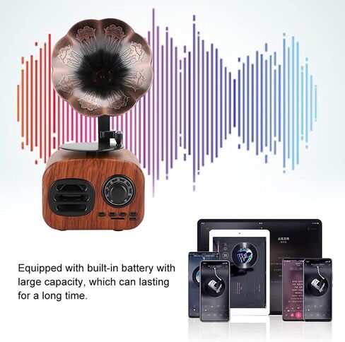 Heayzoki Retro Bluetooth Speaker Portable Walnut Radio Mini Loudspeaker Music Player for Desktop Laptop Walnut in Saudi Arabia