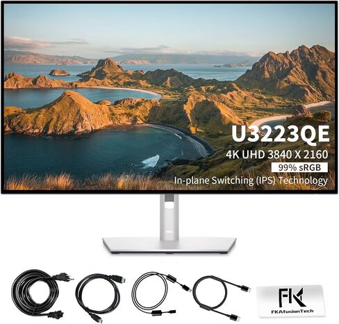 Dell Pro 32 Plus 4K Monitor - P3225QE - 31.5 بوصة 4K (3840 × 2160) حتى 100 هرتز 16: 9 ، لوحة IPS ، 99 ٪ SRGB ، شاشة شاشة الكمبيوتر مع DisplayPort ، Type -C ، و USB -C كابلات in Kuwait
