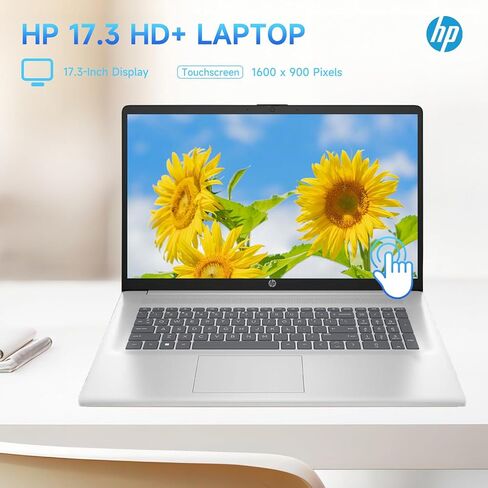 HP 17.3" Touchscreen Laptop, Intel Core i3-N305, 32GB RAM, 128GB eMMC + 1TB SSD, Numeric Keypad, Webcam, HDMI, Wi-Fi 6, Windows 11 Pro, Silver, Bundle with PCO Notebook Fold Radiator, Cooler in Kuwait