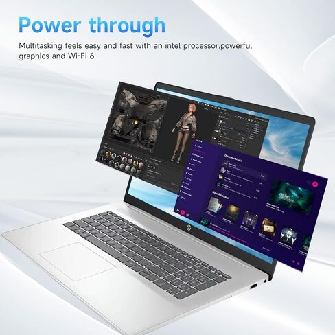 HP 17.3" Touchscreen Laptop, Intel Core i3-N305, 32GB RAM, 128GB eMMC + 1TB SSD, Numeric Keypad, Webcam, HDMI, Wi-Fi 6, Windows 11 Pro, Silver, Bundle with PCO Notebook Fold Radiator, Cooler in Kuwait