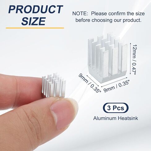 Patikil Heathink 9x9x12mm ، 3 pcs الألومنيوم مبرد بالوعة حرارة الرادياتير مع ملصق الأزرق الحراري للتشويش PI CPU Power Transistor FET IC مضخم طاقة ، أسود in Saudi Arabia