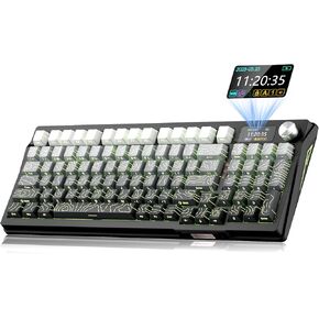 Zhouwang KUTETHY Wireless Mechanical Keyboard,Smart Display & Knob,Tri-Mode BT5.0/2.4GHz/USB-C,Hot Swappable Pre-lubed Linear Switches,Contour keycaps,RGB Backlit Gaming Keyboard (Ghost Switches) in Kuwait