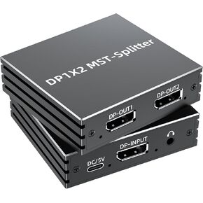 BolAAzuL MST DisplayPort Splitter Hub 1 in 2 Out for Dual Monitors 4K@144Hz/120Hz with Audio Port DisplayPort to Dual Displayport Adapter 1 to 2 w/Power for Multitasking Extend Mirror Display in Kuwait