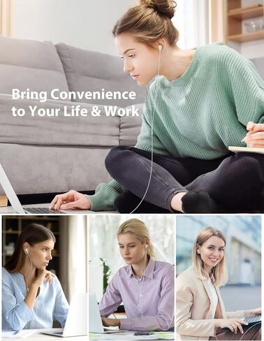 APETOO USB Headset with Microphone for PC/Laptop, 7.5FT USB Type-A Wired Earbuds in-Ear Headphones - Volume Control, Mute Audio, Lightweight, Compatible with Lenovo Acer HP Dell Laptop Desktop, White in Saudi Arabia