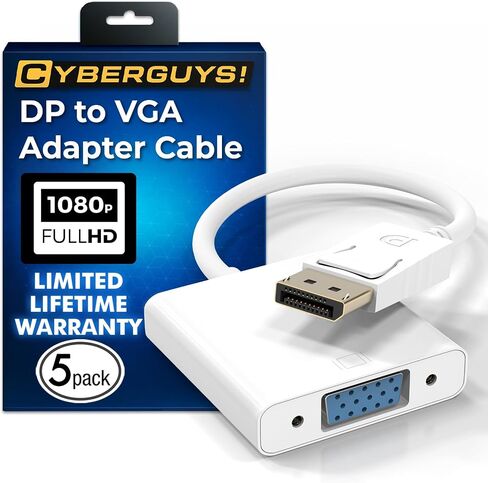 Cyberguys! DisplayPort (DP) to VGA Cable Adapter – 1080P DP Male to VGA | Converter for Monitor Projector HDTV – Gold-Plated, Secure-Latch Display Port Connector – for Laptop PC Desktop in Saudi Arabia