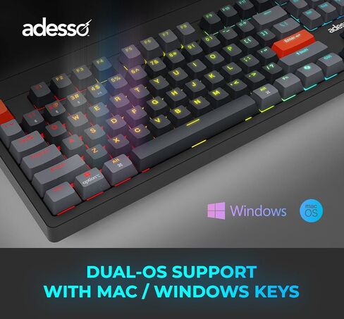 Adesso EasyTouch 1300 لوحة مفاتيح ميكانيكية RGB إضاءة مفاتيح حمراء قابلة للتبديل سلكية لوحة مفاتيح ألعاب بلوتوث اللاسلكية مع Copilot AI Hotkey لنظام التشغيل Windows Mac in Saudi Arabia