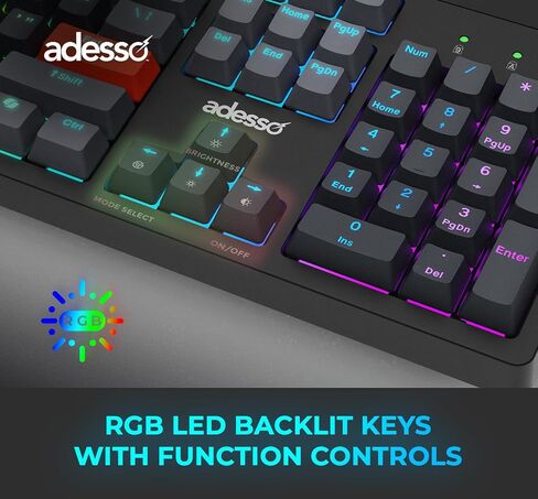 Adesso EasyTouch 1300 لوحة مفاتيح ميكانيكية RGB إضاءة مفاتيح حمراء قابلة للتبديل سلكية لوحة مفاتيح ألعاب بلوتوث اللاسلكية مع Copilot AI Hotkey لنظام التشغيل Windows Mac in Saudi Arabia