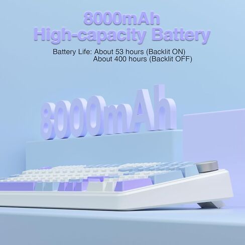 AULA F99 Pro Wireless Mechanical Keyboard with Knob,Tri-Mode BT5.0/USB-C/2.4GHz Hot Swappable Keyboard,Pre-lubed Switches,RGB Backlit Computer Gaming Keyboards (White&Blue&Purple) (Renewed) in Saudi Arabia