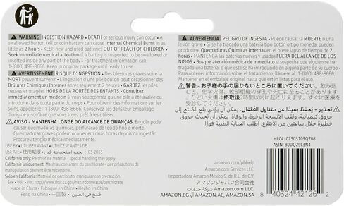 Amazon Basics 6 عبوات CR2450 بطارية خلية عملة ليثيوم ، 3 فولت ، طاقة طويلة الأمد ، حزمة خالية من الزئبق ، آمنة للطفل (استخدم مقص لفتح) in Kuwait