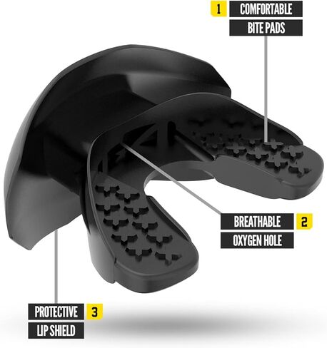 Nxtrnd واحد حراسة فم كرة القدم ، حزام بما في ذلك ، يناسب الكبار والشباب (أسود) in Kuwait