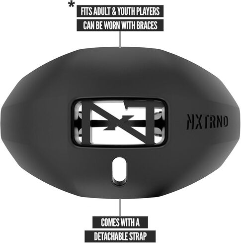 Nxtrnd واحد حراسة فم كرة القدم ، حزام بما في ذلك ، يناسب الكبار والشباب (أسود) in Kuwait