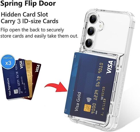 for Samsung Galaxy S25 Wallet - Style Protective Case with Card Holder (Holds 5 Cards) - Clear in Kuwait