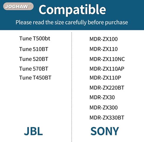 Headphones Replacement Ear Pads, Cushions for JBL Tune T500BT/T450BT/510BT/520BT/570BT, Crinkled Leather Enhanced Breathability and Friction Ear Pads Cushions with High-Density Foam - Black in Kuwait