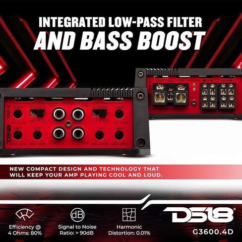DS18 G3600.4D Audio Audio Audio Audio Amblefier 4 -channel Class D 3600 واط - التصميم المدمج سهلة التثبيت - أمبير قوي للغاية لأنظمة صوت السيارة (متجددة) in Saudi Arabia