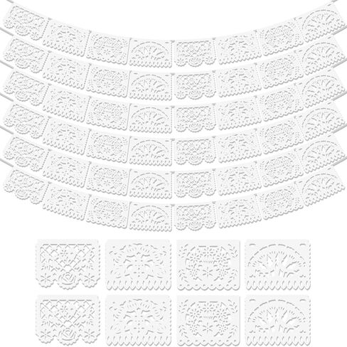 Asoulin 6 PCS 90 Ft Fiesta Party Decorations Mexican Party Banners, Plastic Papel Picado, Dia De Los Muertos, Day of The Dead Decor, Cino de Mayo Mexico Halloween Banner, 12 Patterns/90 Feet Total in Saudi Arabia