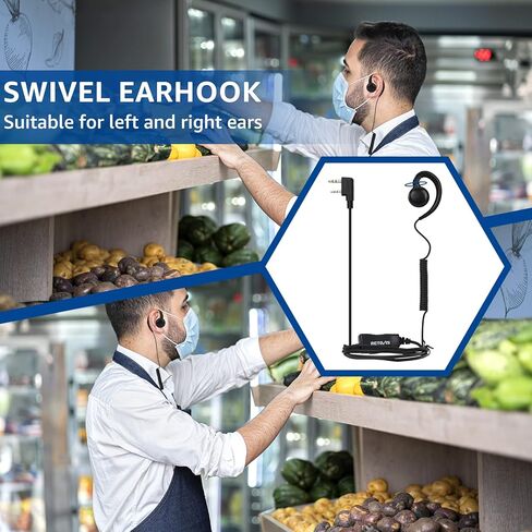 Retevis Walkie Talkies Earpiece(10 Pack) with Swivel Walkie Talkie Headset(10 Pack), 2 Pin Acoustic Tube Earpiece, Coil Tube, C-Shape Earhook in Saudi Arabia