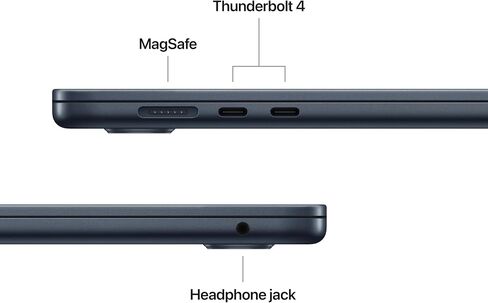 Apple 2025 Macbook Air محمول 15 بوصة مع رقاقة M4 ، ذاكرة موحدة 24 جيجابايت ، تخزين SSD 256 جيجابايت - منتصف الليل in Saudi Arabia