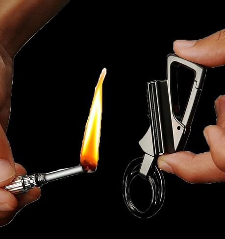 Keychain Lighter, 2 Pack Permanent Match Infinity Lighter, Reusable Waterproof Windproof Strike Anywhere, with Multitool Keychain Bottle Opener, for Men Outdoor Survival (Black) in Saudi Arabia