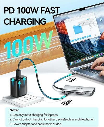 SAMZHE USB C Docking Station 10-In-1 USB-C HUB DUAL 4K HDMI Monitor محطات DOCK محرك متعدد المحول مع HDMI 4K+VGA+3 USB-A 3.0 PORT+100W PD ACRGER+ETHERNET+SD/TF+AUDIO in Kuwait