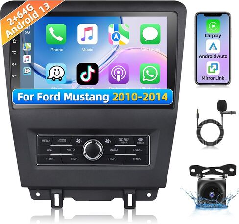 2g+64g اللاسلكي Carplay Car Stereo Radio for Ford Mustang 2010 2011 2012 2013 2014،10.1 inch screen tost bluetooth audio with gps mavigation android auto mirror link wifi rds ahd camera in Saudi Arabia