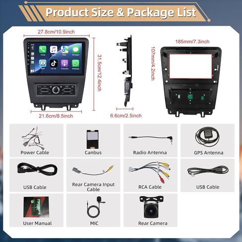 2g+64g اللاسلكي Carplay Car Stereo Radio for Ford Mustang 2010 2011 2012 2013 2014،10.1 inch screen tost bluetooth audio with gps mavigation android auto mirror link wifi rds ahd camera in Saudi Arabia