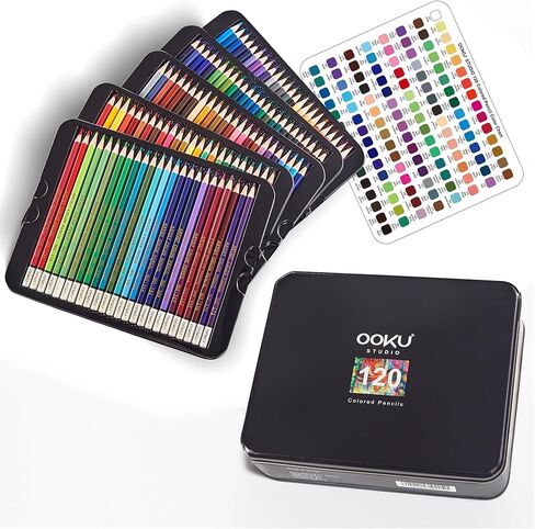 120 Colored Pencils - Oil Based Colored Pencils, Artist Colored Pencils Set for Drawing, Shading | Soft Core Colored Pencils for Adults Coloring, Art Supplies for Beginners Kids in Kuwait