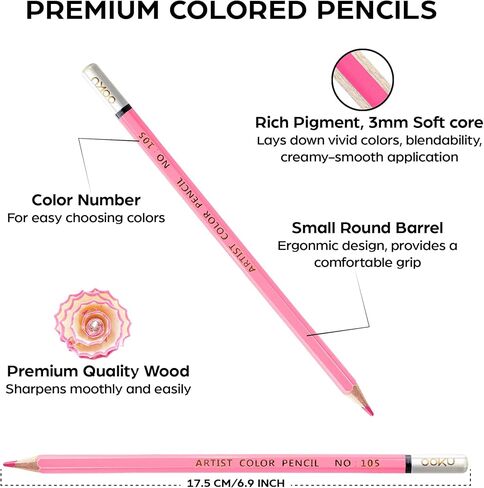 120 Colored Pencils - Oil Based Colored Pencils, Artist Colored Pencils Set for Drawing, Shading | Soft Core Colored Pencils for Adults Coloring, Art Supplies for Beginners Kids in Kuwait