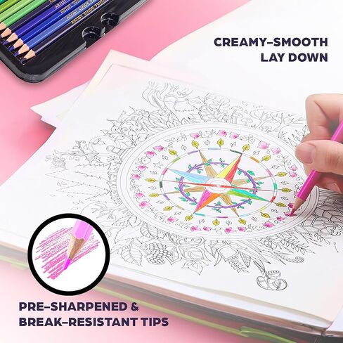 120 Colored Pencils - Oil Based Colored Pencils, Artist Colored Pencils Set for Drawing, Shading | Soft Core Colored Pencils for Adults Coloring, Art Supplies for Beginners Kids in Kuwait