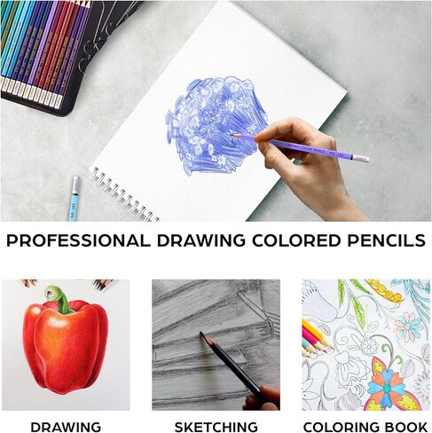 120 Colored Pencils - Oil Based Colored Pencils, Artist Colored Pencils Set for Drawing, Shading | Soft Core Colored Pencils for Adults Coloring, Art Supplies for Beginners Kids in Kuwait