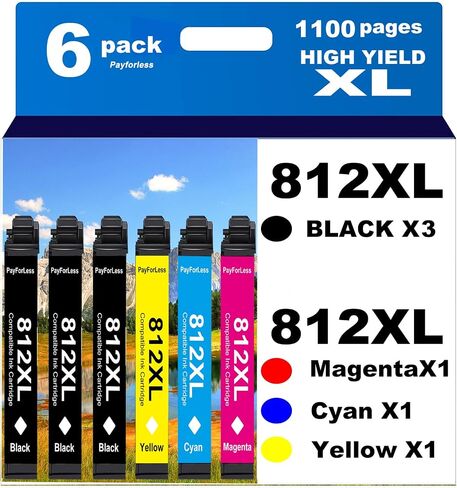 تم إعادة تصنيع 812XL لـ EPSON 812XL COMBO COMBO Pack 812 XL T812 لـ Formorce Pro WF-7840 WF-7820 WF-7310 EC-C7000 Pack 3 Black 1 Cyan 1 Magenta 1 Yellow in Saudi Arabia