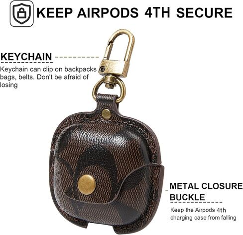 بالنسبة إلى AirPods 4 Case 2024 ، تغطية Airpods الواقية الكاملة للجسم الرابع للنساء المتوافقات مع Airpods 4th Wireless Casing مع Ceychain-Coffee in Kuwait