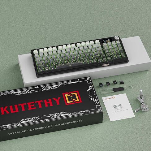 لوحة المفاتيح الميكانيكية اللاسلكية KUTETHY مع مقبض ، مفاتيح خطية خطية مسبقًا ، تري-وضع BT5.0/2.4 جيجا هرتز/USB-C/هيكل مفتاح ألعاب الكمبيوتر RGB القابل للتبديل/RGB (GHOST) in Kuwait