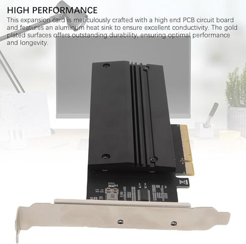 Yunir Dual M.2 NVME إلى بطاقة محول PCIE 4.0 x8 ، بطاقة تمدد SSD مع غرفة تبريد الألومنيوم ، تتطلب دعم تشعب PCIE in Kuwait