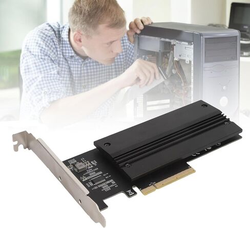 Yunir Dual M.2 NVME إلى بطاقة محول PCIE 4.0 x8 ، بطاقة تمدد SSD مع غرفة تبريد الألومنيوم ، تتطلب دعم تشعب PCIE in Kuwait