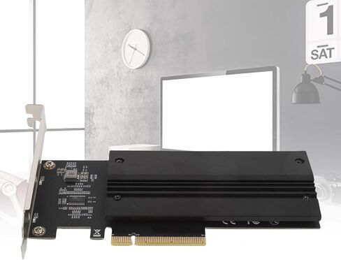 Yunir Dual M.2 NVME إلى بطاقة محول PCIE 4.0 x8 ، بطاقة تمدد SSD مع غرفة تبريد الألومنيوم ، تتطلب دعم تشعب PCIE in Kuwait