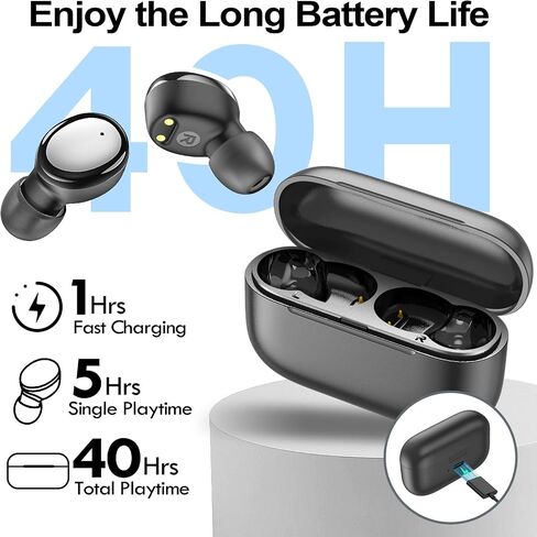 kurdene Wireless Earbuds Bluetooth 5.4, Lightweight in-Ear Headphones with Deep Bass,40 Hours Playtime Headset, Built-in Mics for Clear Calls, Sports Workout Ear Buds Black in Saudi Arabia