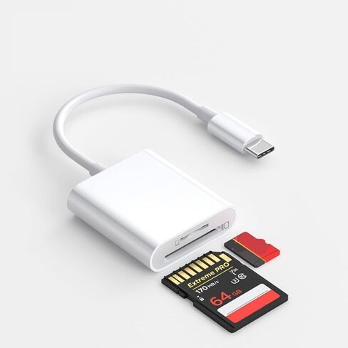 اكتب C SD/TF Card Reader متوافق مع iPhone 16/16 Plus/16 Pro/16 Pro Max/15 Plus/15 Pro/15 Pro Max Dual Card Slot Micro SD 2IN1 يدعم قارئ بطاقة SD/TF Campact Camera Card SD SD in Saudi Arabia