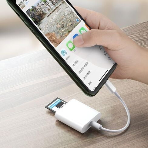 اكتب C SD/TF Card Reader متوافق مع iPhone 16/16 Plus/16 Pro/16 Pro Max/15 Plus/15 Pro/15 Pro Max Dual Card Slot Micro SD 2IN1 يدعم قارئ بطاقة SD/TF Campact Camera Card SD SD in Saudi Arabia