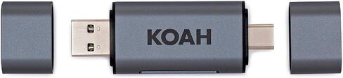 Koah PRO OTG Dual Slot SD/Micro SD Card Reader, USB 3.0, USB Type-C, up to 5Gbps Transfer Rates, Thunderbolt 3 Compatible, OTG Adapter, SD/SDHC/SDXC Memory Cards, UHS-II, UHS-I, Windows, Linux, Macv in Saudi Arabia