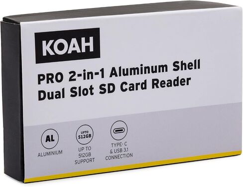 Koah PRO OTG Dual Slot SD/Micro SD Card Reader, USB 3.0, USB Type-C, up to 5Gbps Transfer Rates, Thunderbolt 3 Compatible, OTG Adapter, SD/SDHC/SDXC Memory Cards, UHS-II, UHS-I, Windows, Linux, Macv in Saudi Arabia