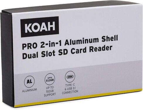 Koah PRO OTG Dual Slot SD/Micro SD Card Reader, USB 3.0, USB Type-C, up to 5Gbps Transfer Rates, Thunderbolt 3 Compatible, OTG Adapter, SD/SDHC/SDXC Memory Cards, UHS-II, UHS-I, Windows, Linux, Macv in Saudi Arabia