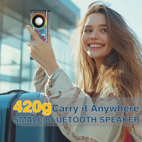 مكبر صوت Bluetooth المحمول مع مصابيح LED والغلاف الشفافة ، Bluetooth 5.3 مكبرات الصوت اللاسلكية في الهواء الطلق تدعم بطاقة TWS/TF ، صوت استريو 10W ، إلكترونيات للمنزل ، في الهواء الطلق ، السفر (الأسود) in Saudi Arabia