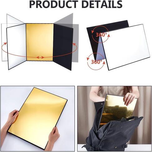 NBEADS 16"x11" Light Reflector, 3 in 1 Photography Reflector Cardboard Folding Light Diffuser Board for Still Life, Product and Food Photo Shooting in Saudi Arabia