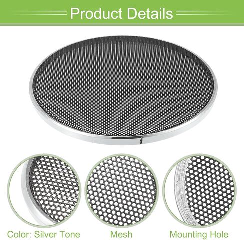 ACROPIX Universal 5" Car Speaker Grills Cover Mesh Round 5 Inch Audio Speaker Subwoofer Guard Protector Case Iron Plating Silver Tone Black - Pack of 2 in Saudi Arabia