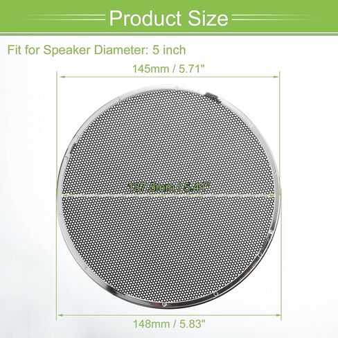 ACROPIX Universal 5" Car Speaker Grills Cover Mesh Round 5 Inch Audio Speaker Subwoofer Guard Protector Case Iron Plating Silver Tone Black - Pack of 2 in Saudi Arabia